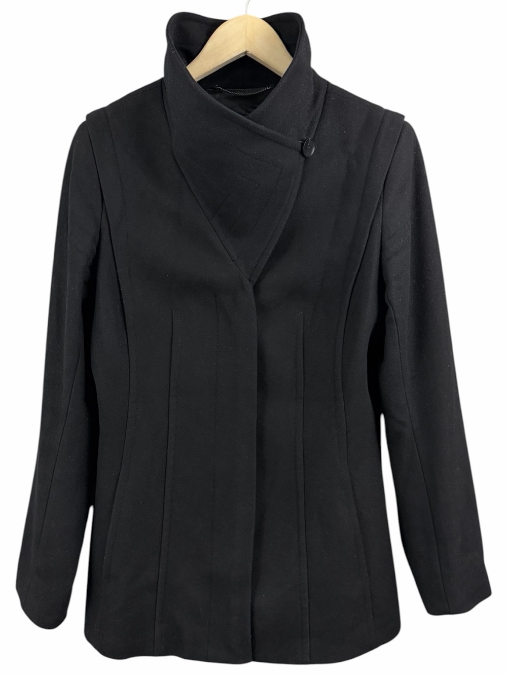 Babaton Short Wool-Cashmere Funnel-Neck Coat Size Medium